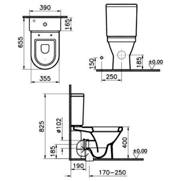 AquaLux Style Close Coupled Open Back Toilet