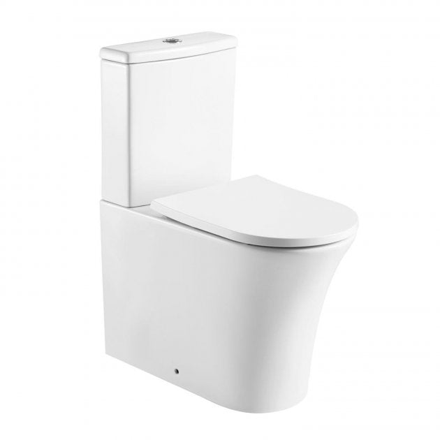 Kartell Kameo Back-To-Wall Close Coupled White Rimless WC With Cistern And Seat