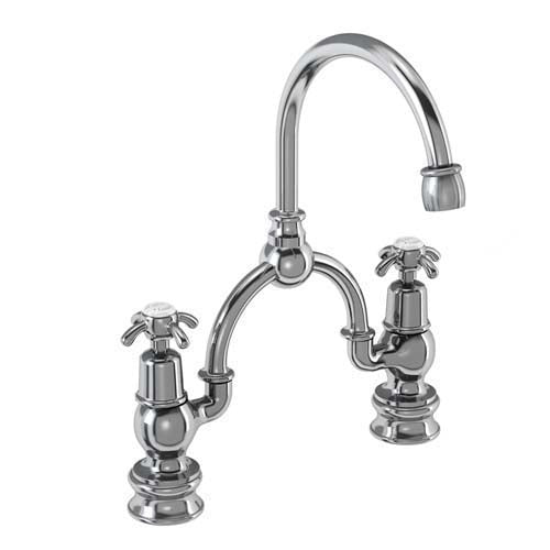 Burlington Anglesey Regent Bridge Basin Mixer with Curved Spout (For Classic Basins)
