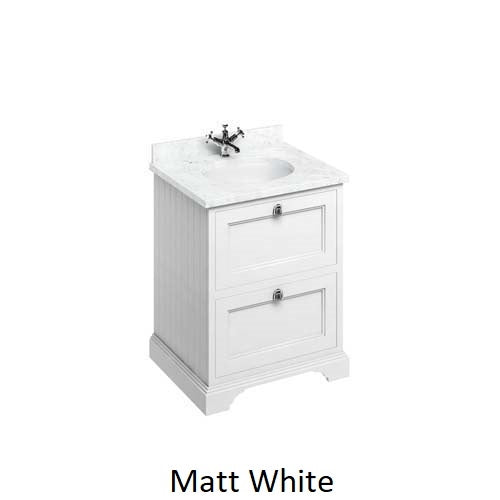 Burlington 65cm Vanity Unit with Two Drawers and Classic Basin - 2 Tap Hole