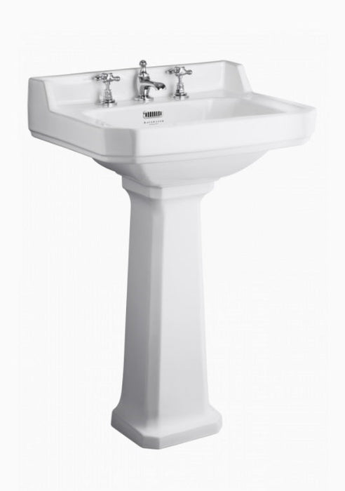 Bayswater Fitzroy 595mm Basin 3TH with Pedestal - White