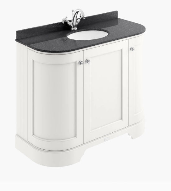 Bayswater 1000mm 3 Door Curved Basin Cabinet - Pointing White